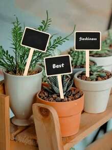 paquete de 20 etiquetas de plantas de madera rústicas, señales de jardín en forma de T con pizarra, etiquetas de plantas de tronco montadas en el suelo para macetas de flores, semillas, hierbas, vegetales, suculentas - No se necesita electricidad
