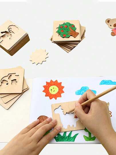 20 Stücke Holz Ausschnitt Malvorlage Tier Obst Muster Graffiti Malvorlage Schule Zubehör Geschenk Holz Malvorlage
