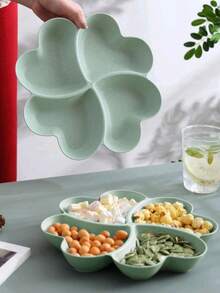 1个开胃菜托盘，不易碎的奶酪蘸酱分隔盘，4格心形碟。可用于盛放坚果、糖果、果冻、水果、沙拉、小吃等。 - 綠色 - 查看 1