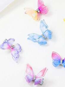 24/18/12/6 buc agrafe de păr cu stras fluture din organza cu gradient de culoare aleatorie pentru femei, accesorii de păr drăguțe pentru prințesă, agrafe cu gheare, agrafe de păr, chestii școlare