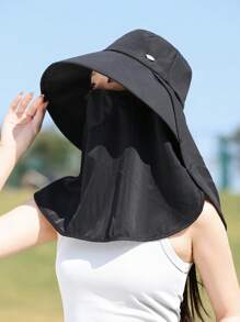 1 pièce Casquette de couleur unie pour femme, nouveau chapeau d'été avec protection pour le cou, protection solaire extérieure pour le visage et le cou, convient pour le port quotidien