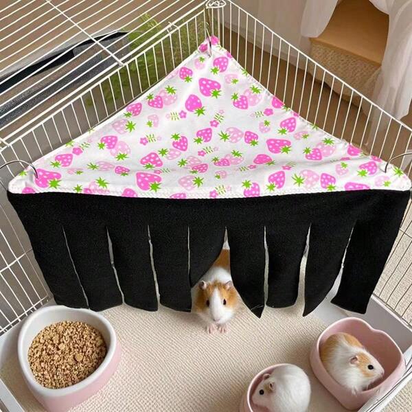 [Diseño de arte original] Refugio pequeño para mascotas - Hamaca de descanso con sistema de sujeción triangular, hábitat lavable para juego y descanso de hámsteres, hurones, ardillas, sugar gliders, chinchillas, conejos, erizos