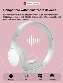 AKKHOO 可折叠无线耳机，立体声，蓝牙 5.3，长续航，智能防噪，游戏耳机 - 白色 - 查看 4