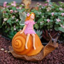 树脂仙女和蜗牛雕像、微型庭院花园装饰、逼真的动物工艺品、景观装饰品 - 彩色 - 查看 11