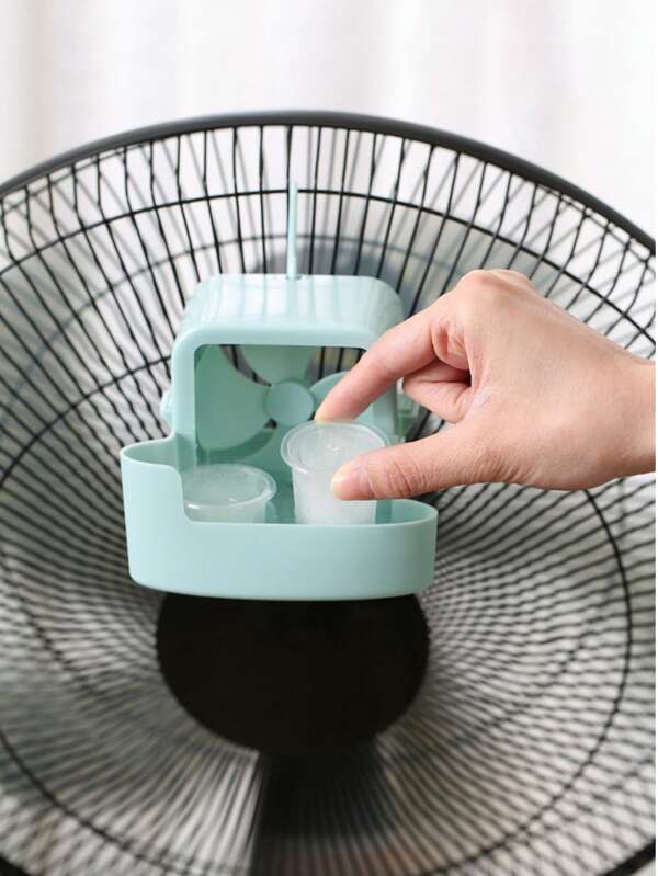 5 pièces/set (1 ventilateur avec 4 tasses à glace) Gadget de rafraîchissement d'été, refroidissement rapide, set de ventilateur portable, pas besoin d'électricité, refroidissement continu 24h, outil de refroidissement par ventilateur électrique, design minimaliste, installation facile, convient pour ventilateurs de table/sol, refroidissement salon/chambre/cuisine, accessoire de ventilateur, piles non incluses