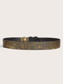 1pc Women's Retro Palace Style Heart-Shaped Metal Buckle Floral Embossed Waist Belt, Suitable For Everyday Wear