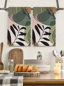 2 Pcs Bohemian Style Ultra Soft Dish Towels, Made Of Polyester, Woven Design Suitable For Kitchen, Modern Farmhouse Decor, Neighbor Gift, Cleaning Supplies, Kitchen Decor - Black and White - View 10