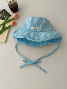 1pc Summer Vacation Fresh Big Brim Sun Hat For Women, Sweet Gingham Ribbon Foldable Beach Hat, With Love Patch, Outdoor Photography Sunshade Bucket Hat