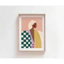 1pc Whimsical Colourful Art Print Vibrant Woman Minimal Portrait Canvas Painting Female Poster Dorm Home Wall Decor Optional Frame - Multicolor - View 43