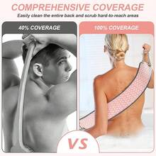Exfoliating Back Scrubber For Shower, Double-Sided Back Scrub Washcloth With Handles For Use In Shower, 38 Inches Body Exfoliator Bath Tool To Clean Your Body Deeply For Men & Women Skin Care - 粉色 - 查看 2