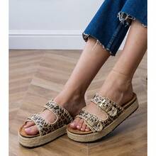 Fashionable Leopard Print Thick Sole Sandals, Summer - Multicolor - View 3