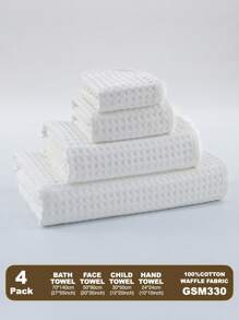 Set de 4 toallas de gasa de waffle: 1 toalla de baño de 70 * 140 cm, 1 toalla de cara de 50 * 90 cm, 1 toalla de 30 * 50 cm, 1 paño de lavado de 24 * 24 cm, suaves y absorbentes para el baño, al aire libre, campamento, vuelta al colegio, salón de belleza, hogar y baño
