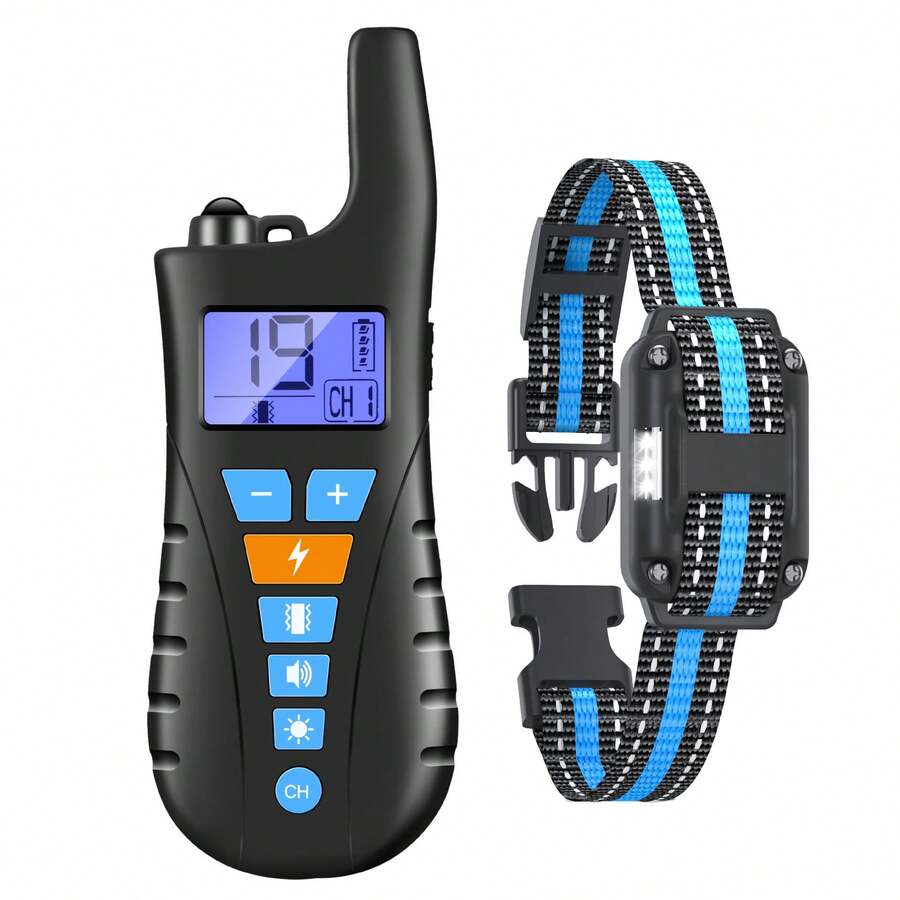 Dog Training Collar Dog Barking Collar Remote Control Electric Shock Cat Collar 3300FT Waterproof Rating IP67 3 Training Modes (Beep, Shock, Shock Mode) Can Effectively Correct Bad Behavior - Màu xanh lam - Xem 1