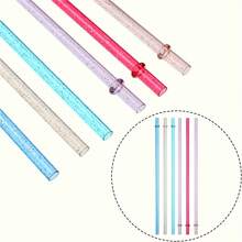 12pcs Reusable Plastic Straws With Cleaning Brush - Food-Safe, Vibrant Colors & Speckled Design For Cocktails, Milk, Water - Perfect For Parties, Weddings, Beach, Home & Bar Use, Party Drink Accessories, Festive Drinkware - 彩色 - 查看 1