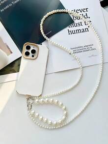 Pearl Phone Lanyard Strap Set | Detachable Long & Short Combo Compatible With IPhone & Android | Stylish Mobile Strap For Travel, Daily Wear & Outfit Matching - Pearl Lanyard Set - View 4