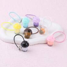 1pc First Generation And Second Generation Imitation Finished Pearl Milk Tea Cup Accessories, Doll Clothes With Hanging Accessories Cat's Ears (Steamed Cat-Ear Shaped Bread) Straw Cup Diy Butter Glue Key Chain Hanging Accessories