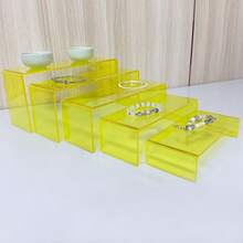 5pcs Multicolored Acrylic Step Display Rack, Livestreaming Figure/Blind Box Display Ladder Shaped Shelves, Home Decor Storage Collection Organizer