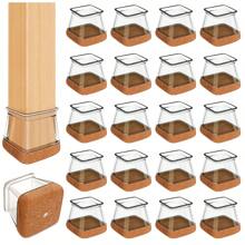 8/16 PCS Chair Leg Floor Protectors, Silicone Felt Chair Leg Caps Cover Furniture Pads For Hardwood Floors, Furniture Sliders For Chair Legs(Square)