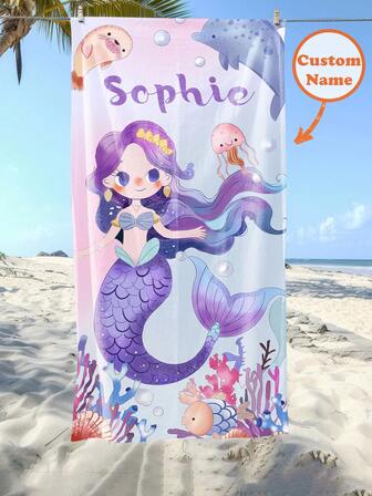 Personalized Kids Beach Towel,Summer Birthday Gift For Kids,Summer Vibes,Girls Beach Trip,Custom Beach Towel,Swimming Pool,Beach Decor,Multi-Functional,Ornamental,Letter,Stylish,Modern,Colorful,Cute,Adorable,Casual,Custom,Personalised,Unique,Customized,Ideal Gifts For Him,Ideal Gifts For Her