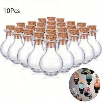 6/10/20pcs Small Glass Container With Rubber Stopper Is Very Suitable For Displaying Micro-Pharmaceuticals. It Is Suitable For Wedding Gifts Or Decorating Your Home, Office Or Office, And Can Be Used For DIY Creation, Wishing Bottle, Decoration Of Small Items And Storage Of Tea And Coffee Beans.