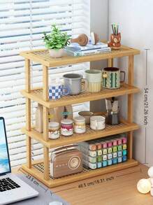 Porte-documents organisateur de bureau en bambou et bois, étagère de rangement multicouche pour bureau de bureau, bibliothèque de maison