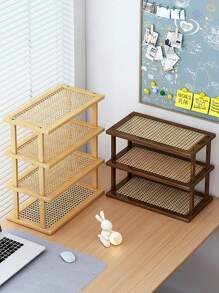 Porte-documents organisateur de bureau en bambou et bois, étagère de rangement multicouche pour bureau de bureau, bibliothèque de maison