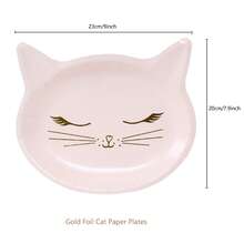 24Pcs Pack Pink Cat Shaped Paper Plates Disposable Tableware Set For Cat Themed Birthday - Pink Cat Plate - View 3