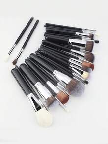 30pcs Professional Makeup Brush Set, Soft Fiber Cosmetic Tools, Convenient For Carrying, Include Foundation Brush, Eyeshadow Brush, Eyebrow Brush, Travel Makeup Brush Kit - Black - View 2