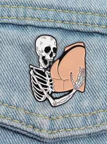 1PC Funny Skeleton Enamel Pin Humorous Brooch Pines Lapel Pins Badge On Backpack Clothing Accessories Jewelry Gifts
