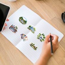 50PCS Watercolor Travel Doodles Stickers Vinyl Aesthetics Stickers Scrapbook, Journaling, Laptop, Bumper, Skateboard, Water Bottles, Computer, Phone, Cartoon, Hard Hat, Car Stickers