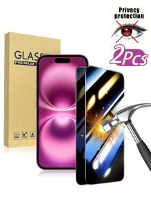 Paquete de dos piezas de protector de pantalla de vidrio templado de 9H de dureza para 16 Pro Max/16 Plus/16/16 Pro. Adecuado para la serie , con diseño de cobertura completa, suave y brillante. Ideal como regalo para cumpleaños, familia y amigos. Protección anti espía para la pantalla del teléfono.