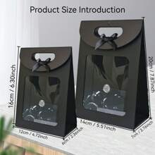 8pcs White Kraft Paper Bags With Clear Window, Upright Gift Bags Bulk With Handle, Paper Gift Bags, White Shopping Bags, Bowknot Gift Wrapping Bags, Suitable For Wedding, Bridal Shower, Birthday, Holiday, Christmas Party, Retail Shop, Brown