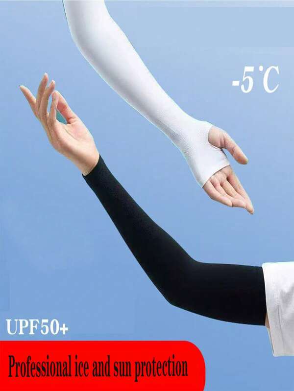 1pc/1 Pair Unisex Standard Size Ice Silk Sunscreen Arm Sleeves, UV Protection Outdoor Sports Sleeves