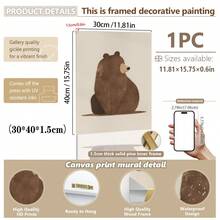 Cute Bear 1 Or 3 Nursery Wall Art Set: 3 PiecesForest Theme Nursery Decor With Hand Painted Brown Bears And Blush - Unisex Scandinavian Nursery Prints - Multicolor - View 10