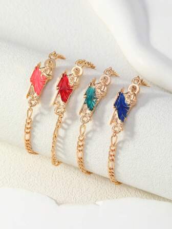 1pc Spiritual Gold-Colored Bracelet With Religious Elements Including Colorful St. Jude, Guan Yin, Buddha, Arhat Figures, A Delicate Bracelet Suitable For Women's Daily Wear And Gatherings