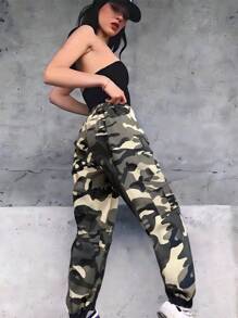 女士户外迷彩工装裤，休闲多口袋运动裤