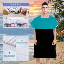 1 PC Surfing Cape Changing Robe, Hooded Beach Towel, Ultra-Fine Fiber Wearable Beach Towel, Surfing, Swimming, Bathing, Outdoor Sports Changing Cloak, Adult Hooded Towel Cloak Robe Back To School - Multicolor - View 7