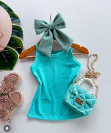 Blusa Infantil Regatas Para Meninas de 2 a 9 Anos Kit com 3 - Multicolorido - Visão 5