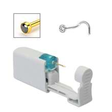 1 pezzo kit monouso per piercing al naso con elemento per piercing incorporato e 1 pezzo di anello per il naso - Pistola per piercing al naso sicura per uso domestico