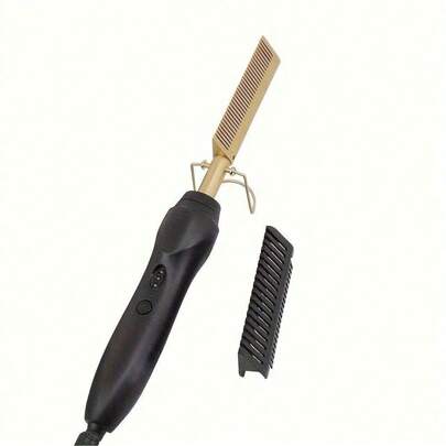 Cepillo de pelo de cobre multifuncional, plancha de pelo eléctrica, rizador portátil, fácil de crear peinados rectos y rizados para todo tipo de cabello, uso en seco y húmedo, enchufe UE/Reino Unido, adecuado para el hogar, viajes, regalo de vacaciones, herramienta de peinado