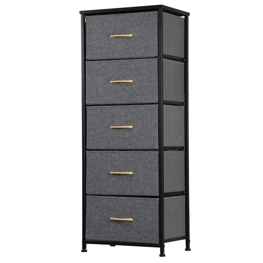 Storage Tower Organizer W/5 Drawers Metal Frame Drawer Organizer Dark Grey - 1 - View 1