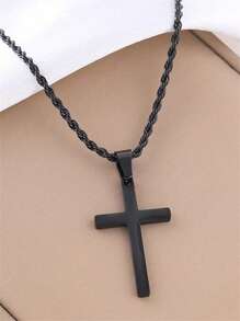 1 pieza Collar con colgante de cruz de acero inoxidable con estilo punk, adecuado para uso empresarial/casual diario, regalo para novio/hijo