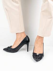 Scarpe con tacco alto a punta eleganti e alla moda decorate con cristalli, adatte per uso quotidiano - nero - Visualizzare 2