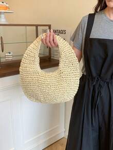 Fashionable Minimalist Handmade Woven Straw One Shoulder Tote Beach Bag For Women