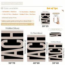 1pc Letter TACH Canvas Art Print-Modern Art Decoration Classic Style Wall Decoration, Suitable For Home Office, Bathroom, Living Room, Bedroom-Ink Printed Letter Art Poster, Suitable For Indoor/Outdoor-Art Seasonal Spring And Summer Wall Art Decoration.