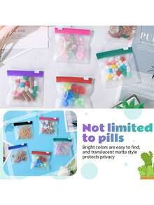 Set de 5 piezas/7 piezas/10 piezas de bolsas organizadoras de medicamentos portátiles, bolsas impermeables con cremallera resellable para almacenar pastillas y cápsulas, de colores aleatorios - color aleatorio - Ver 3
