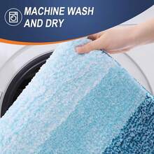 New OLANLY Bathroom Rug Set 2 Piece, Soft Absorbent Microfiber Bath Mats And U-Shaped Contour Toilet Rug, Non-Slip, Machine Wash Dry, Plush Shaggy Bath Mats For Bathroom (24"X16"+24"X20", Peacock Blue) - 孔雀藍 24 英寸 x 16 英寸 + U 形 24 英寸 x 20 英寸 - 查看 6