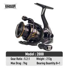 Kingdom Micro Fly Pro Reel Spinning Fishing Reel 160g Utra Light 8+1 Bearings 8KG Max Drag 5.2:1 Gear Ratio Fishing Reel - Black - View 10