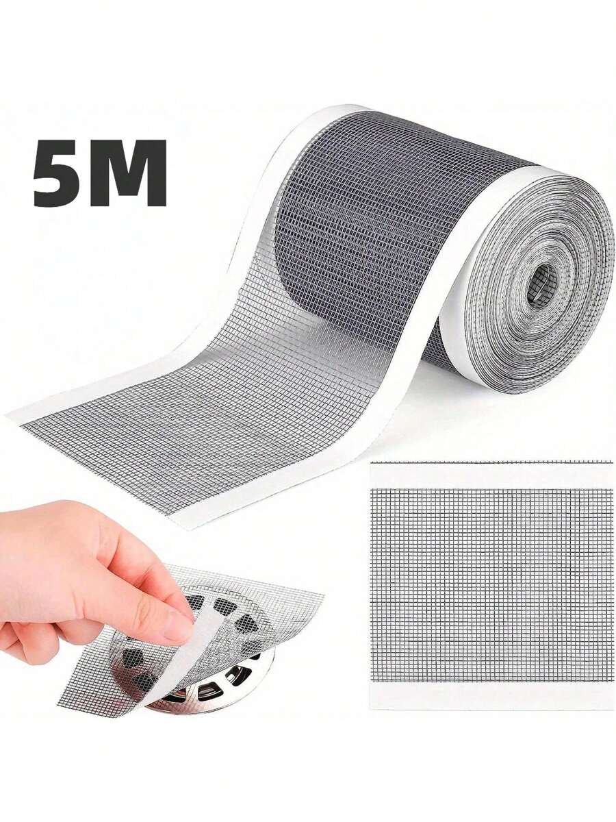 5M/1roll Disposable Cuttable Bathroom Floor Drain Sticker Shower Sewer Mesh Filter Hair Catcher Kitchen Sink Sewer Outlet Mesh Tape Bathroom Accessories