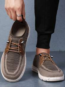 Zapatos casuales tipo mocasín hechos a mano de alta calidad para hombre, con suela tejida transpirable y de base suave, diseño de slip-on